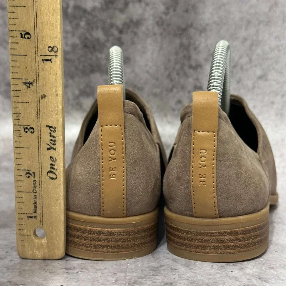 Dr. Scholls Ruler Slip-on Loafers Womens 9 Taupe Chevron Microfiber Flat Shoes
